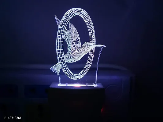 ARJAVA Flyingo Bird Color Changing 3D Illusion LED Acrylic Night Lamp with Plug for Bedroom/Home/Office (Multicolour)-thumb5