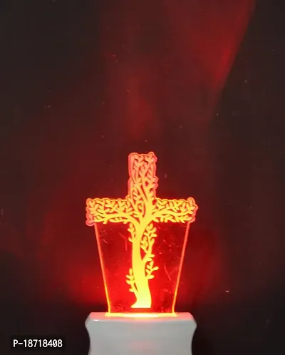 KRISHA RATAN The Christian Cross 3D Illusion Night Lamp Comes with 7 Multicolor and 3D Illusion Design Suitable for Room,Drawing Room,Lobby F43