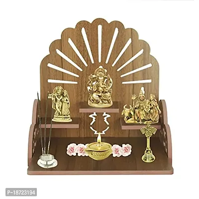 POOJA ENTREPRENEUR Wooden Readymade Wall Mounted Hanging Puja Temple for Home God Stand for Pooja Room Mandir Wood Devghar Stand for Shop and Office