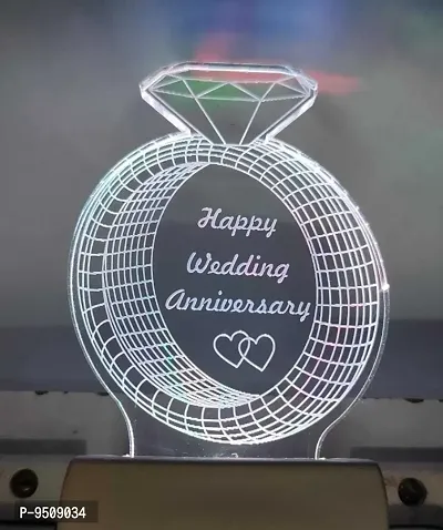 Multicolur Happy Wedding Anniversary  i 3D Illusion LED Light
