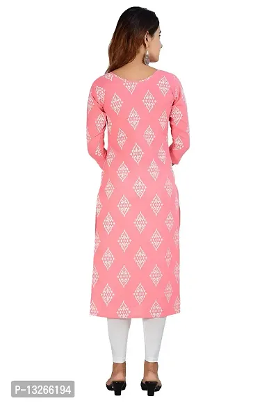 PARCHHAI FASHIONS Women's Cotton Printed Straight Kurta-Peach-XX-Large-thumb2