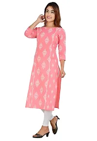 PARCHHAI FASHIONS Women's Cotton Printed Straight Kurta-Peach-Medium-thumb4