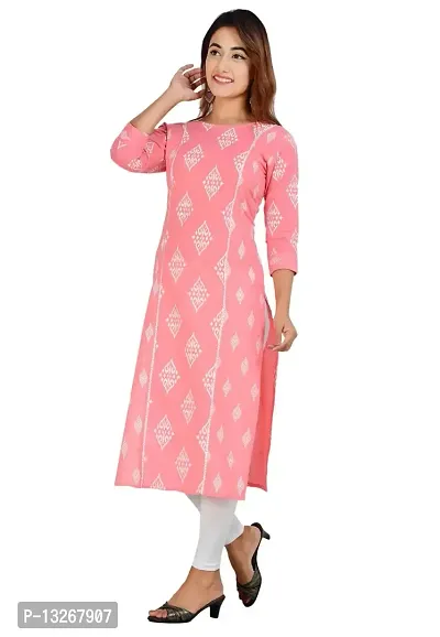 PARCHHAI FASHIONS Women's Cotton Printed Straight Kurta-Peach-Medium-thumb5