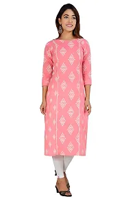 PARCHHAI FASHIONS Women's Cotton Printed Straight Kurta-Peach-Small-thumb3