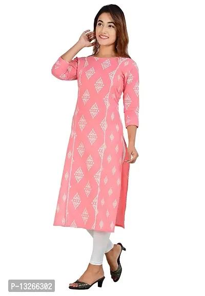 PARCHHAI FASHIONS Women's Cotton Printed Straight Kurta-Peach-XXX-Large-thumb5