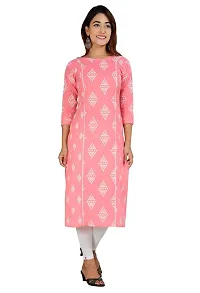 Parchhai Fashions Women's Cotton Printed Straight Kurta-Peach-X-Large-thumb3