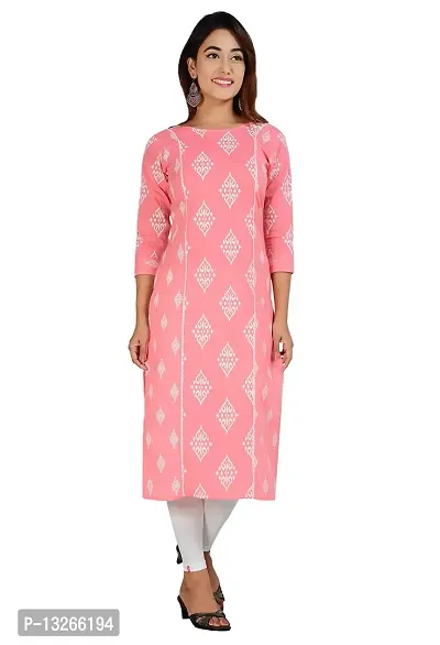 PARCHHAI FASHIONS Women's Cotton Printed Straight Kurta-Peach-XX-Large-thumb4