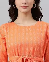 Trendy Orange Printed Rayon Kurta For Women-thumb1