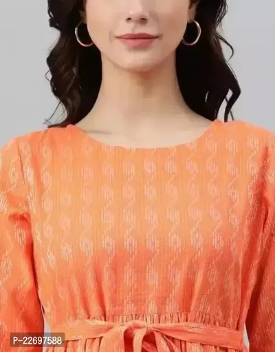 Trendy Orange Printed Rayon Kurta For Women-thumb2