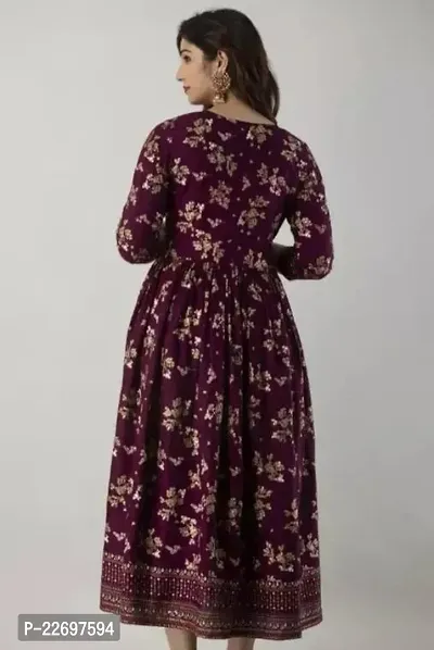 Trendy Purple Printed Rayon Kurta For Women-thumb2