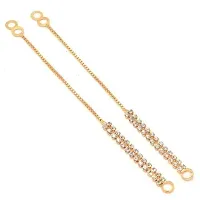 fashion accessories Ear Chain Kan Chain Gold Tone Crystal Ear to Hair Accessory for Girl  Women, SET OF 3 SET-thumb3