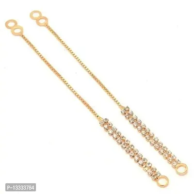 fashion accessories Ear Chain Kan Chain Gold Tone Crystal Ear to Hair Accessory for Girl  Women, SET OF 3 SET-thumb4