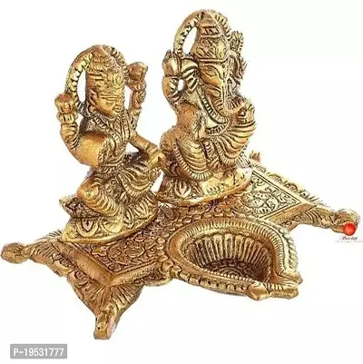 Brass Laxmi Ganesh Golden Idol For Diwali and Puja Mandir