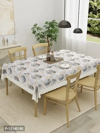 Clasiko 4 Seater PVC Table Cover; Grey & White Marble Print; Anti Slip; 54x78 Inches; 4 Seater-thumb0