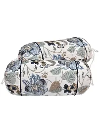 Clasiko? Cotton Bolster Covers; Set of 2; 210 TC; Blue Green Leaves; 30x15 Inches-thumb2