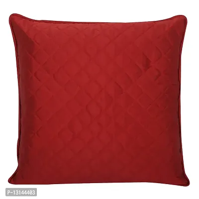 Clasiko Cushion Covers Set of 5 Maroon Quilted; Raw Silk Fabric; 16x16 Inches; Color Fastness Guarantee-thumb3