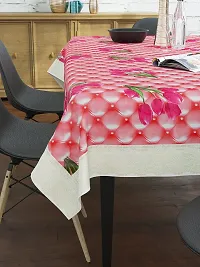 Clasiko 6 Seater PVC Table Cover; White Roses On Prismatic Pink Base; Anti Slip; 60x90 Inches; 6 Seater-thumb1