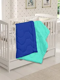 Clasiko Babies & Kids All Season Reversible Crib Blanket; 200 GSM; 0-8 Years; Size - 45x60 Inches; Blue & Sea Green-thumb1