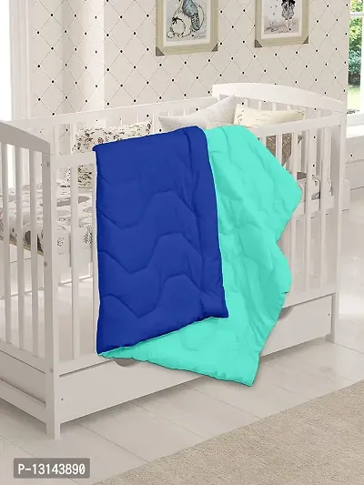 Clasiko Babies & Kids All Season Reversible Crib Blanket; 200 GSM; 0-8 Years; Size - 45x60 Inches; Blue & Sea Green-thumb2