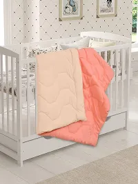 Clasiko Babies & Kids All Season Reversible Crib Blanket; 200 GSM; 0-8 Years; Size - 45x60 Inches; Candy Peach & Cream-thumb1