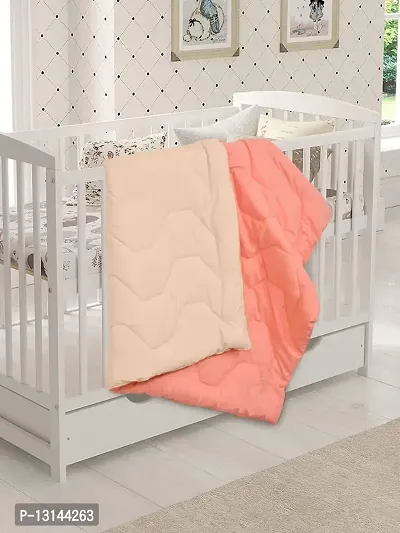 Clasiko Babies & Kids All Season Reversible Crib Blanket; 200 GSM; 0-8 Years; Size - 45x60 Inches; Candy Peach & Cream-thumb2