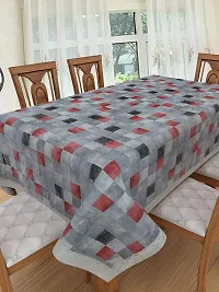 Clasiko 8 Seater PVC Table Cover; Red & Black Checks On Grey Base; Anti Slip; 60x108 Inches; 8 Seater-thumb1