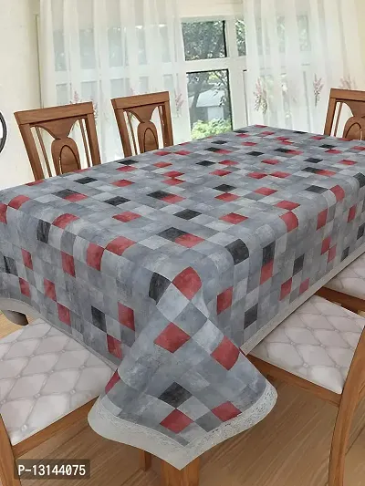 Clasiko 8 Seater PVC Table Cover; Red & Black Checks On Grey Base; Anti Slip; 60x108 Inches; 8 Seater-thumb2