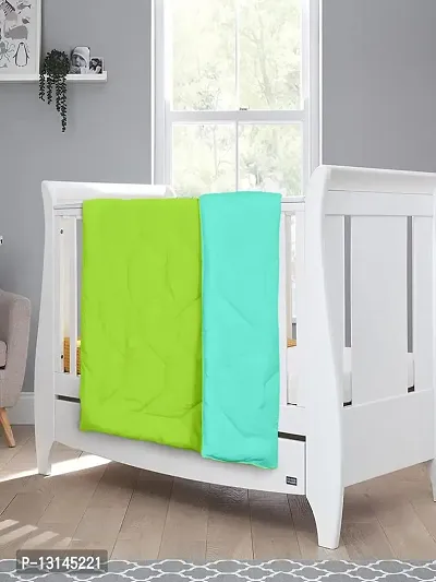 Clasiko Babies & Kids All Season Reversible Crib Blanket; 200 GSM; 0-8 Years; Size - 45x60 Inches; Green & Sea Green-thumb3