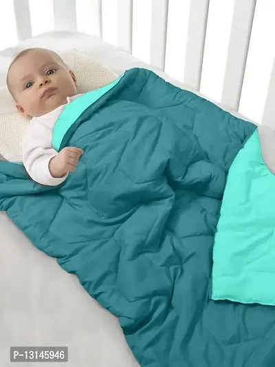 Clasiko Babies & Kids All Season Reversible Crib Blanket; 200 GSM; 0-8 Years; Size - 45x60 Inches; Teal & Sea Green