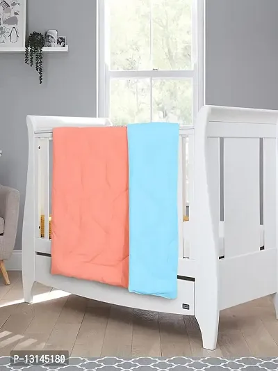 Clasiko Babies & Kids All Season Reversible Crib Blanket; 200 GSM; 0-8 Years; Size - 45x60 Inches; Aqua & Candy Peach-thumb3