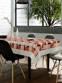 Clasiko 6 Seater PVC Table Cover; Black, Orange & Maroon Checks; Anti Slip; 60x90 Inches; 6 Seater-thumb1