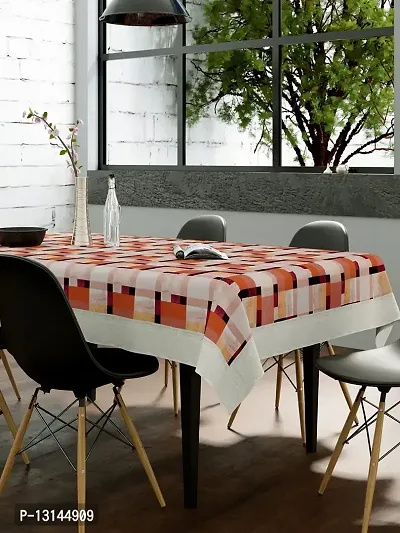 Clasiko 6 Seater PVC Table Cover; Black, Orange & Maroon Checks; Anti Slip; 60x90 Inches; 6 Seater-thumb2