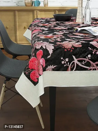 Clasiko 6 Seater PVC Table Cover; Pink Flowers On Black Base; Anti Slip; 60x90 Inches; 6 Seater-thumb3