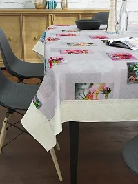 Clasiko 6 Seater PVC Table Cover; Pink Roses Blue Plants; Anti Slip; 60x90 Inches; 6 Seater-thumb1