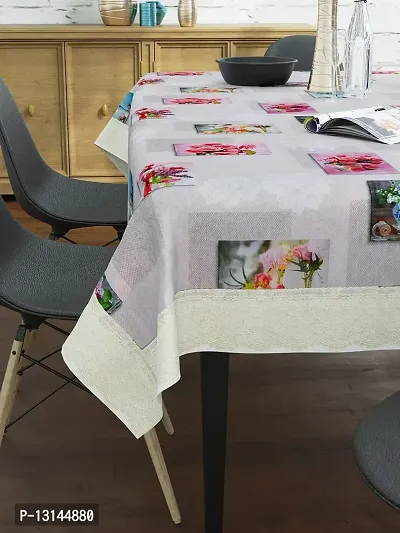 Clasiko 6 Seater PVC Table Cover; Pink Roses Blue Plants; Anti Slip; 60x90 Inches; 6 Seater-thumb2