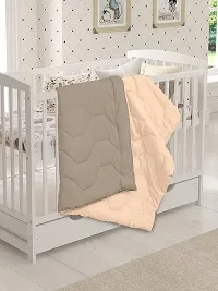 Clasiko Babies & Kids All Season Reversible Crib Blanket; 200 GSM; 0-8 Years; Size - 45x60 Inches; Taupe & Cream-thumb1