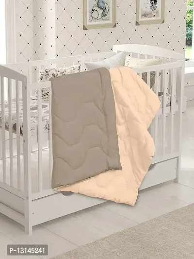 Clasiko Babies & Kids All Season Reversible Crib Blanket; 200 GSM; 0-8 Years; Size - 45x60 Inches; Taupe & Cream-thumb2