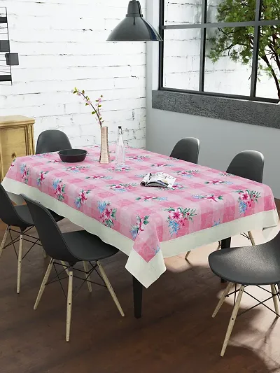 Clasiko 6 Seater Dining Table Cover; 60x90 Inches or 150x225 Cms; Material - PVC; Anti Slip; Red Flowers & Grey Leaves