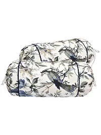 Clasiko? Cotton Bolster Covers; Set of 2; 210 TC; Blue Green Bird On White; 30x15 Inches-thumb2