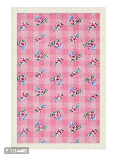 Clasiko 6 Seater Dining Table Cover; 60x90 Inches or 150x225 Cms; Material - PVC; Anti Slip; Blue Green Leaves On Pink Base-thumb5