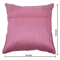 Clasiko Cushion Covers Set of 5 with Motif; Color - Pink; Raw Silk Fabric; 12x12 Inches; Color Fastness Guarantee-thumb2