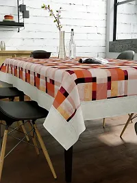 Clasiko 6 Seater PVC Table Cover; Black, Orange & Maroon Checks; Anti Slip; 60x90 Inches; 6 Seater-thumb2