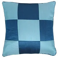 Clasiko Cushion Covers Set of 5 Blue & Aqua Checks; Raw Silk Fabric; 12x12 Inches; Color Fastness Guarantee-thumb3