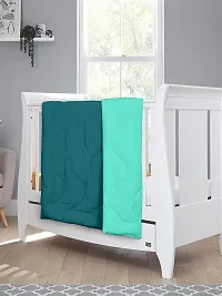 Clasiko Babies & Kids All Season Reversible Crib Blanket; 200 GSM; 0-8 Years; Size - 45x60 Inches; Teal & Sea Green-thumb1