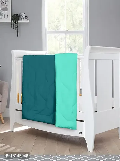 Clasiko Babies & Kids All Season Reversible Crib Blanket; 200 GSM; 0-8 Years; Size - 45x60 Inches; Teal & Sea Green-thumb2