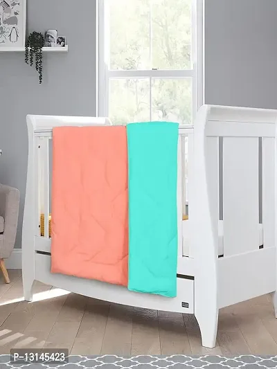 Clasiko Babies & Kids All Season Reversible Crib Blanket; 200 GSM; 0-8 Years; Size - 45x60 Inches; Sea Green & Candy Peach-thumb3