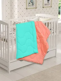 Clasiko Babies & Kids All Season Reversible Crib Blanket; 200 GSM; 0-8 Years; Size - 45x60 Inches; Sea Green & Candy Peach-thumb1