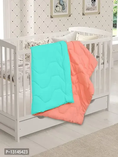 Clasiko Babies & Kids All Season Reversible Crib Blanket; 200 GSM; 0-8 Years; Size - 45x60 Inches; Sea Green & Candy Peach-thumb2