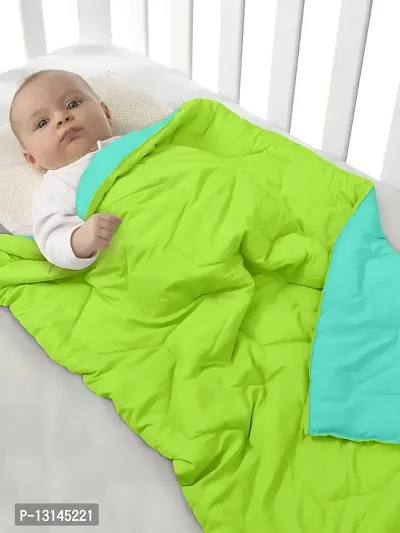 Clasiko Babies & Kids All Season Reversible Crib Blanket; 200 GSM; 0-8 Years; Size - 45x60 Inches; Green & Sea Green