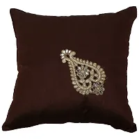 Clasiko Cushion Covers Set of 5 with Motif; Color - Pink; Raw Silk Fabric; 12x12 Inches; Color Fastness Guarantee-thumb3